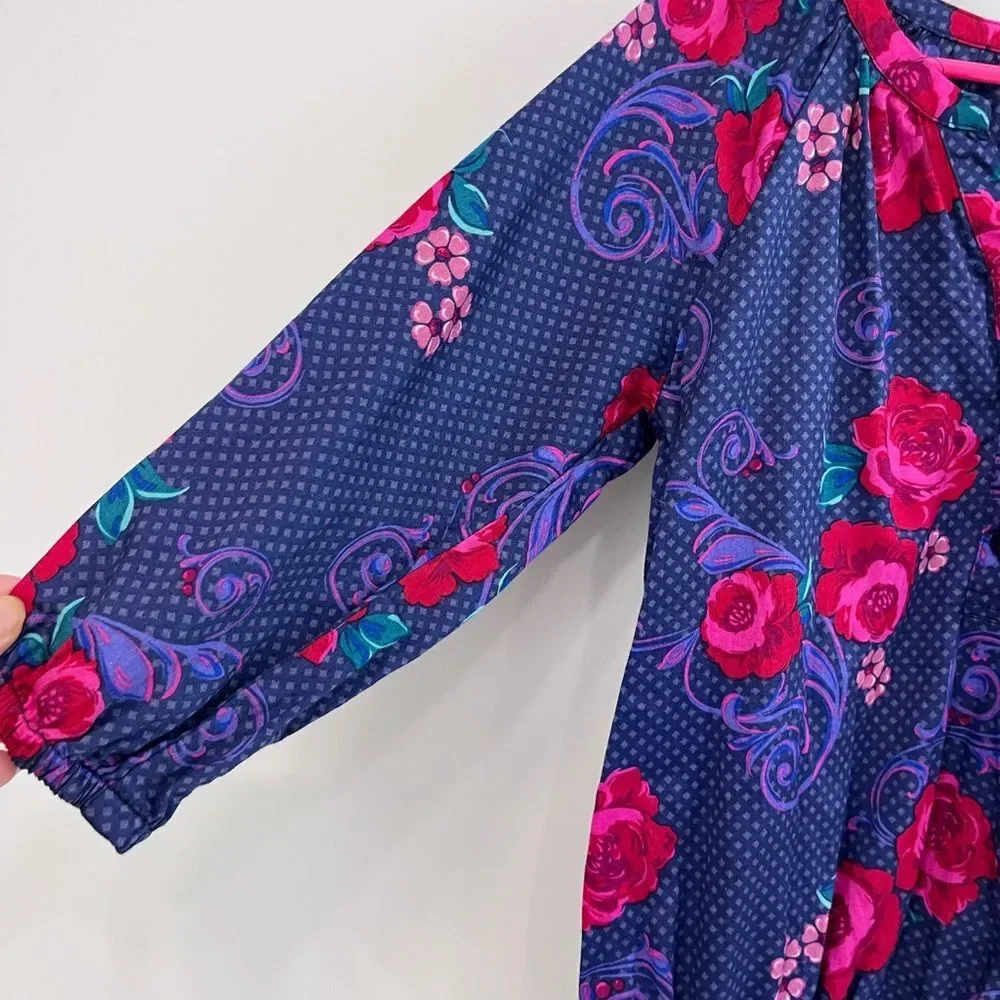 Tea Collection Floral Tunic Blouse Girls Size 8